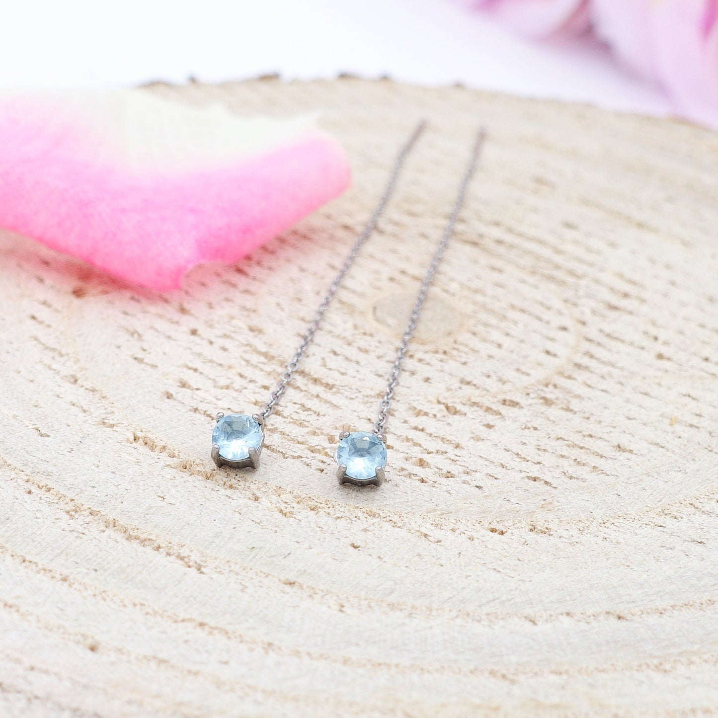 SHINY RAINBOW- Acciaio inossidabile ~ PAIO Orecchini filo pendenti con cubic zirconia