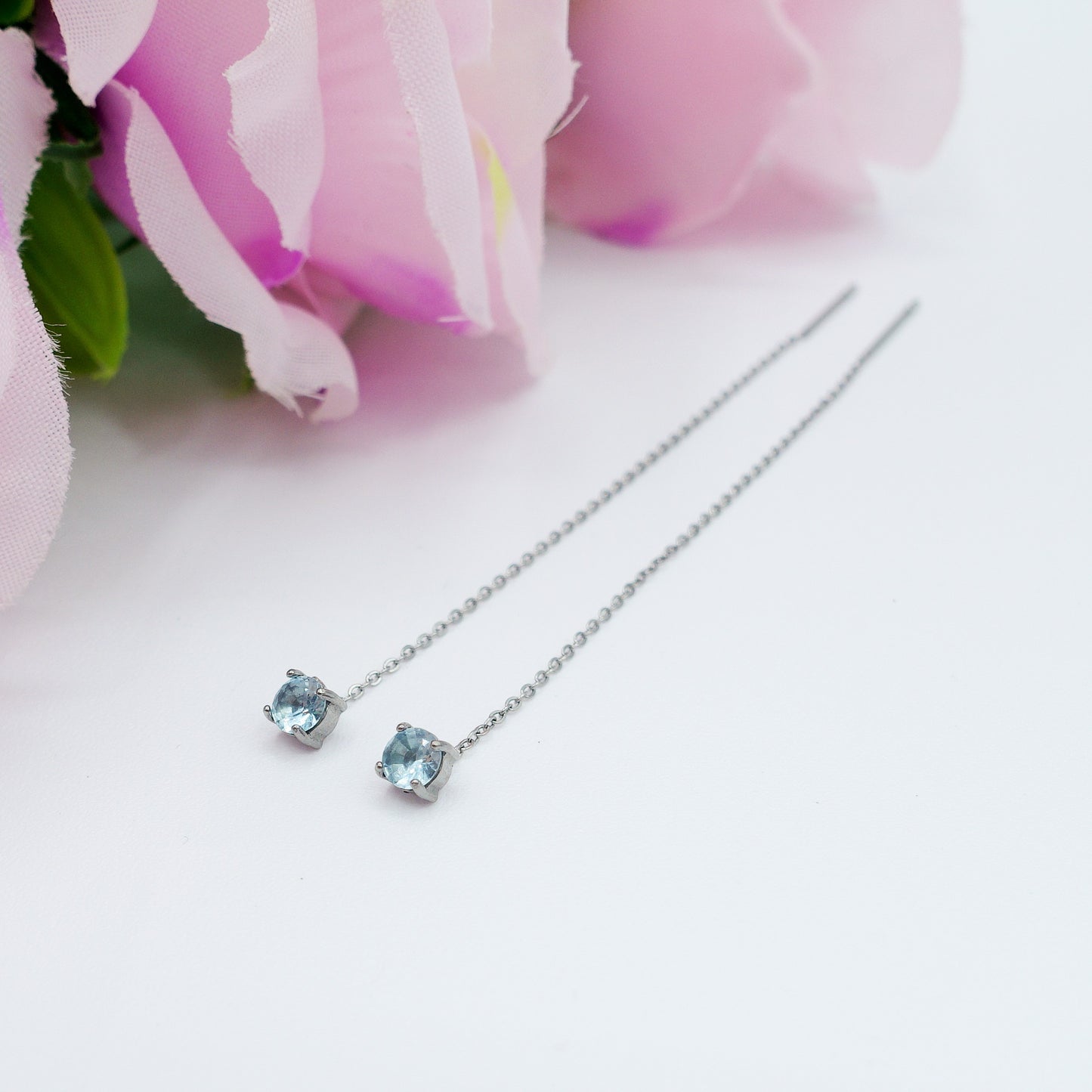 SHINY RAINBOW- Acciaio inossidabile ~ PAIO Orecchini filo pendenti con cubic zirconia
