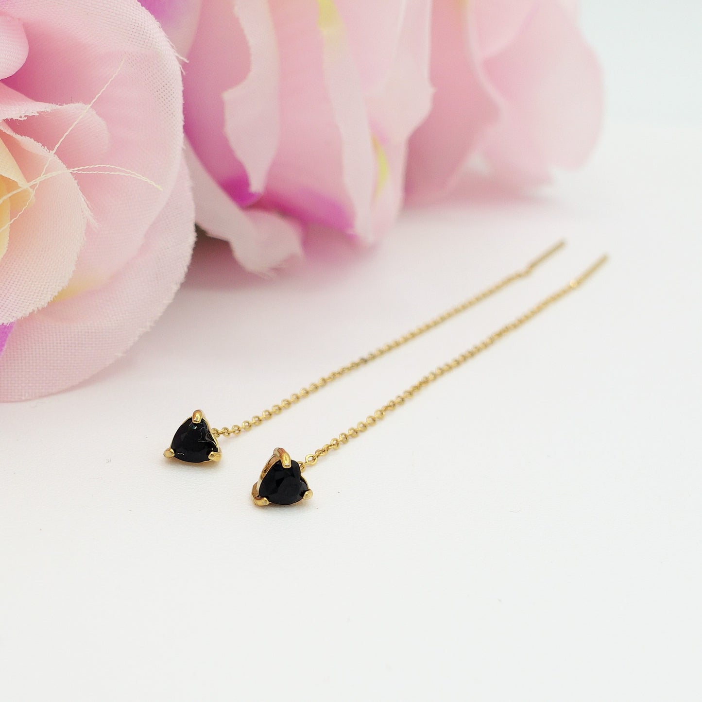 SHINY CUORE Rainbow - Acciaio inossidabile ~ PAIO Orecchini filo pendenti con cubic zirconia a cuore - Saliscendi -
