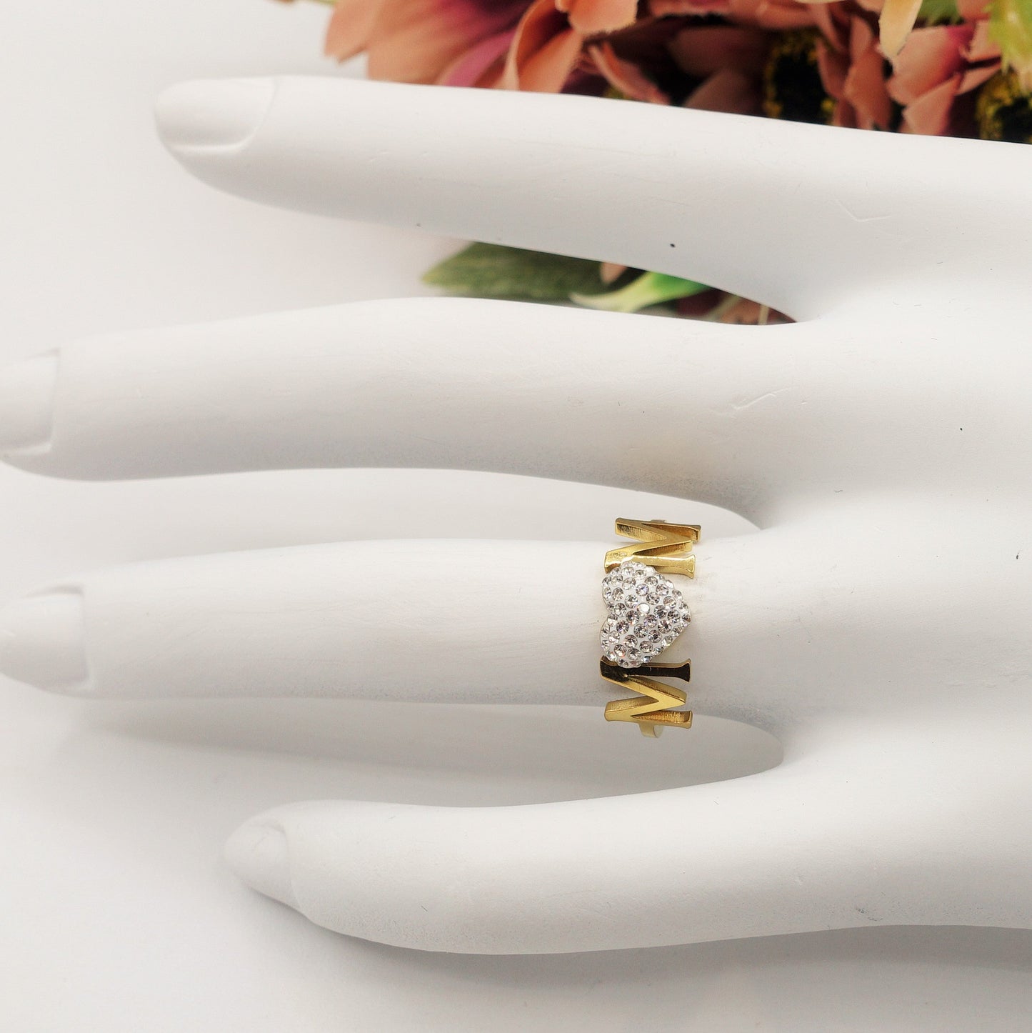 MOM - Anello regolabile in ACCIAIO inossidabile con cubic zirconia