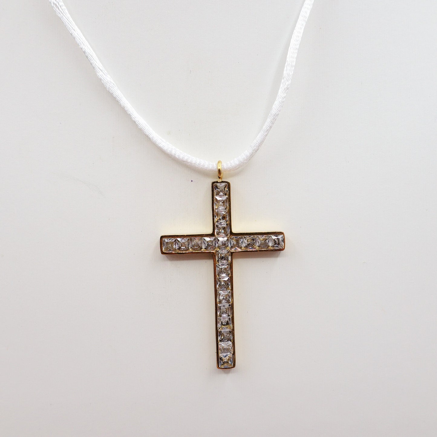 FANNY FLUO - ACCIAIO INOSSIDABILE - Collana cordino seta con croce zirconata