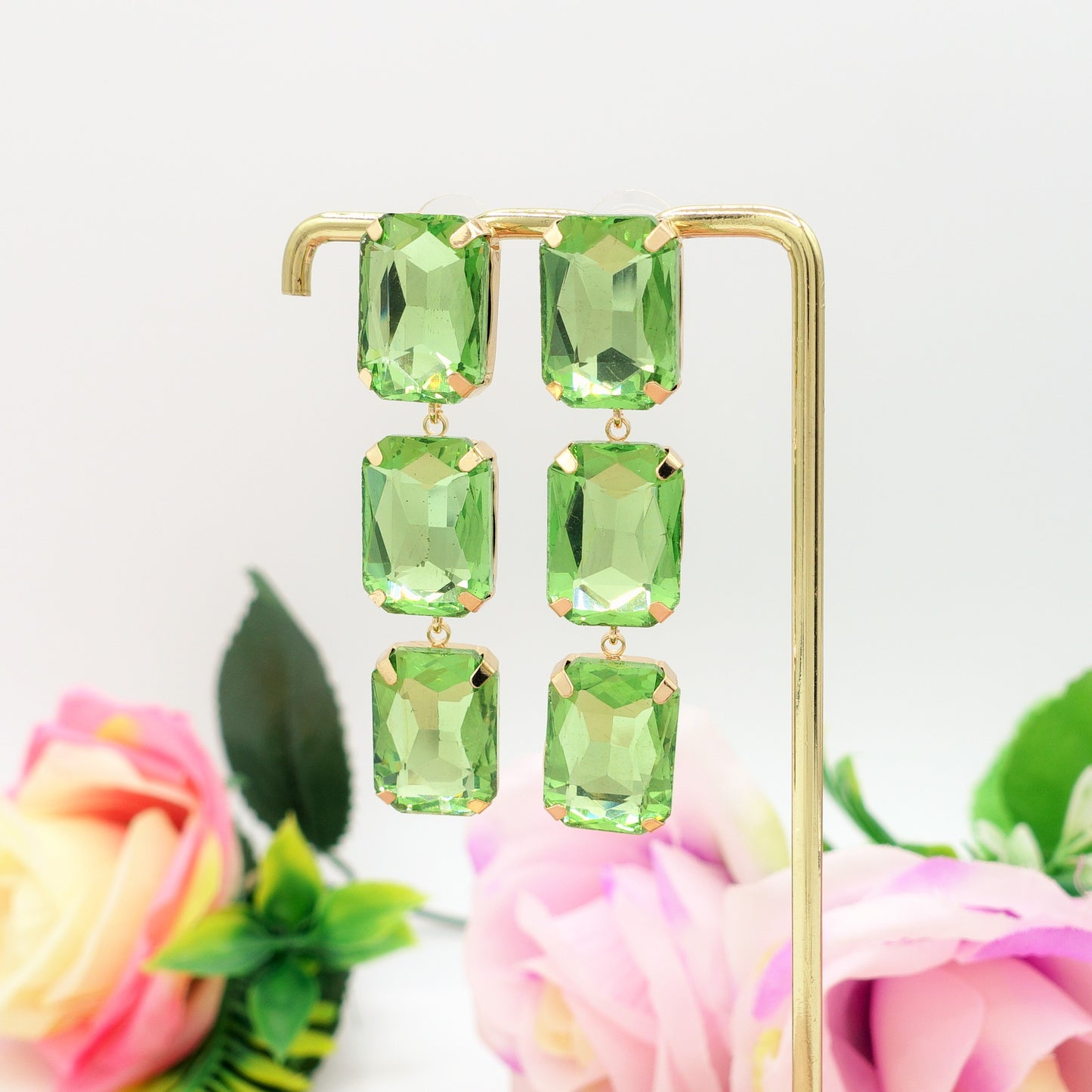 MARGOT DOUBLE SQUARE - paio orecchini pendenti con pietre sfaccettate