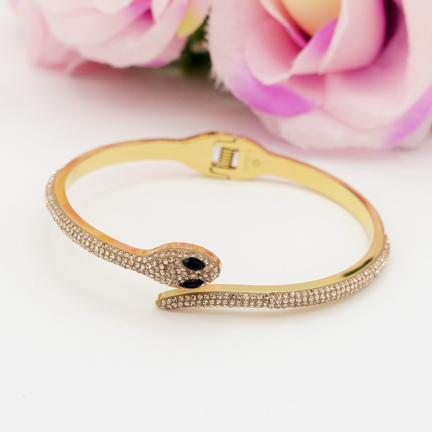 MEDEA~ Acciaio Inossidabile - Bracciale a serpente con cubic zirconia