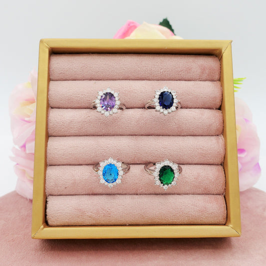 KATE ~ XL ~ Anello regolabile con cubic zirconia a forma di OVALE