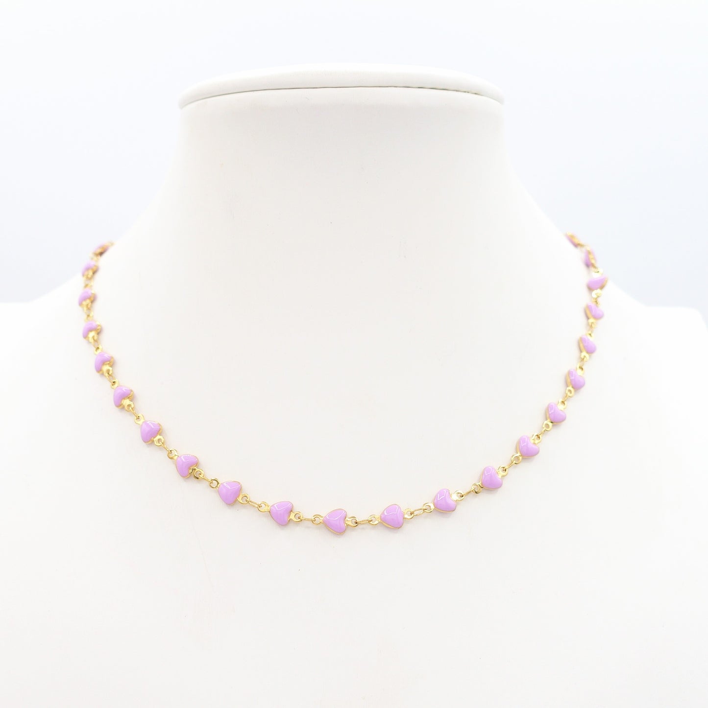 TAHITI~ Collana ACCIAIO INOSSIDABILE con cuori smaltati