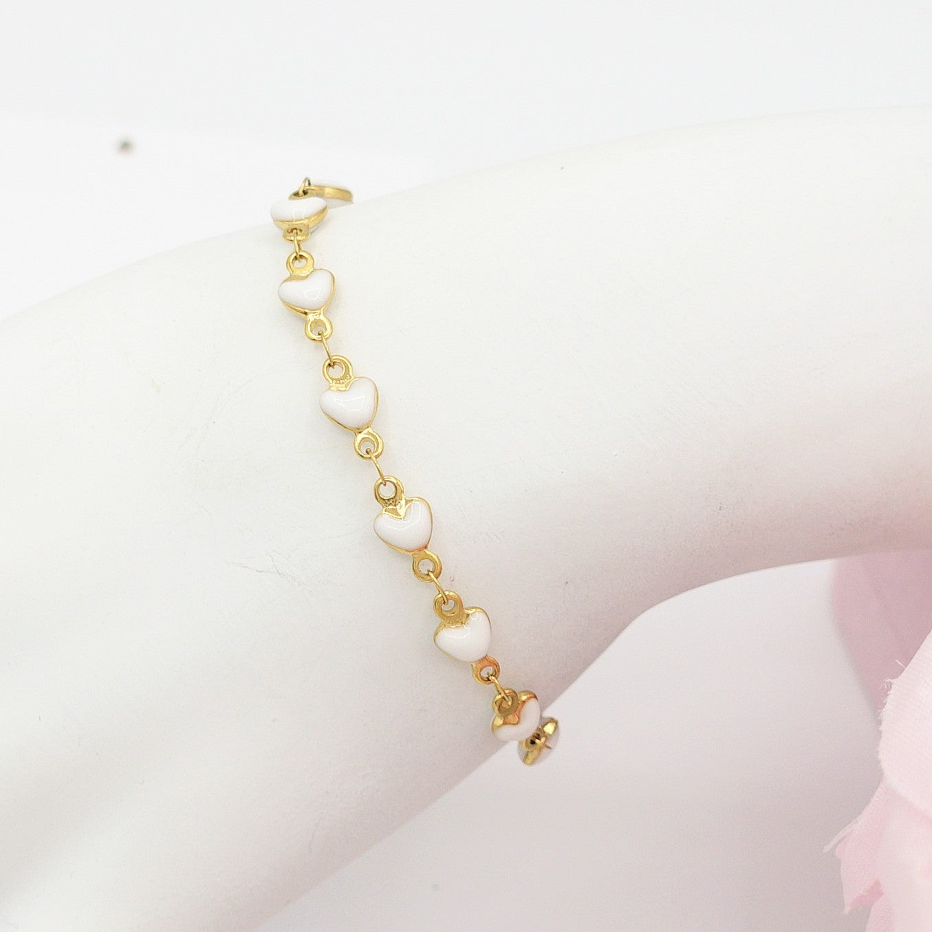 TAHITI~ Bracciale ACCIAIO INOSSIDABILE con cuori smaltati