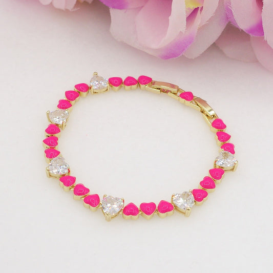 CLAIRE COLOURS - Bracciale Tennis -cuoricini