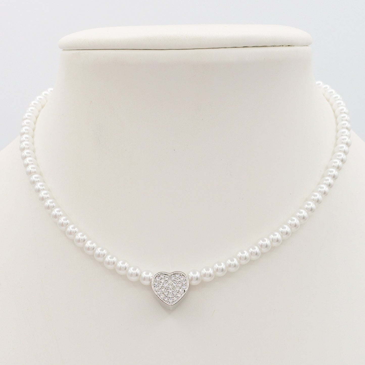 REBECCA HEART - Choker perle con cuore zirconato