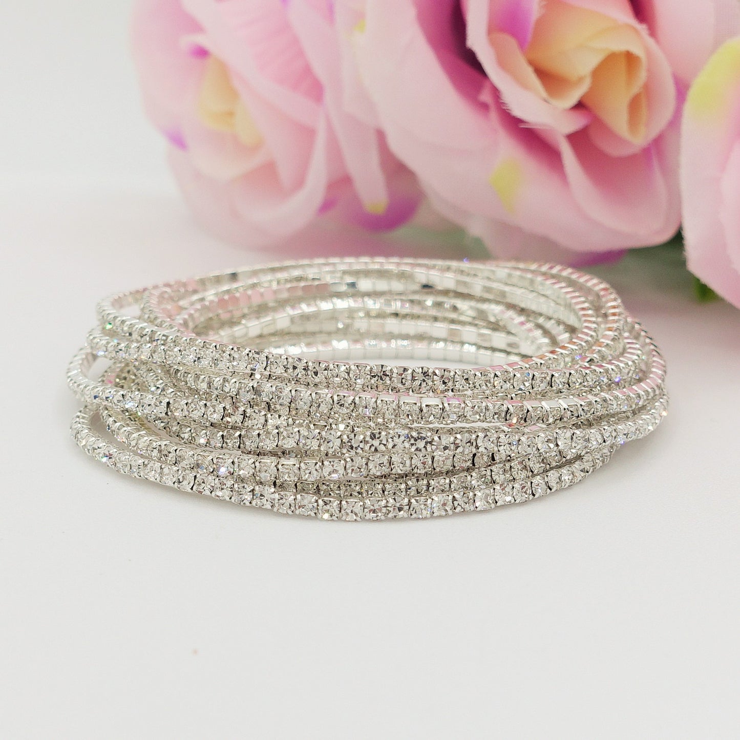 SELMA set - 12 bracciali elasticizzati in cubic zirconia