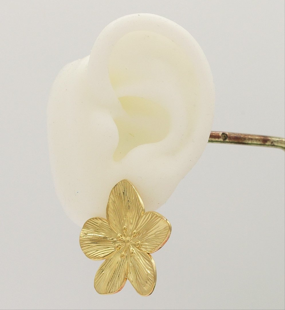 MAGNOLIA - ACCIAIO INOSSIDABILE ~ Paio Orecchini bottone maxi fiore