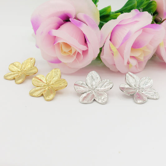 MAGNOLIA - ACCIAIO INOSSIDABILE ~ Paio Orecchini bottone maxi fiore