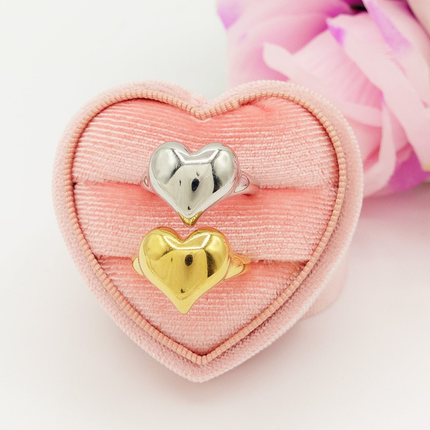 LOVE RING ~ Anello cuore bombè regolabile in ACCIAIO INOSSIDABILE
