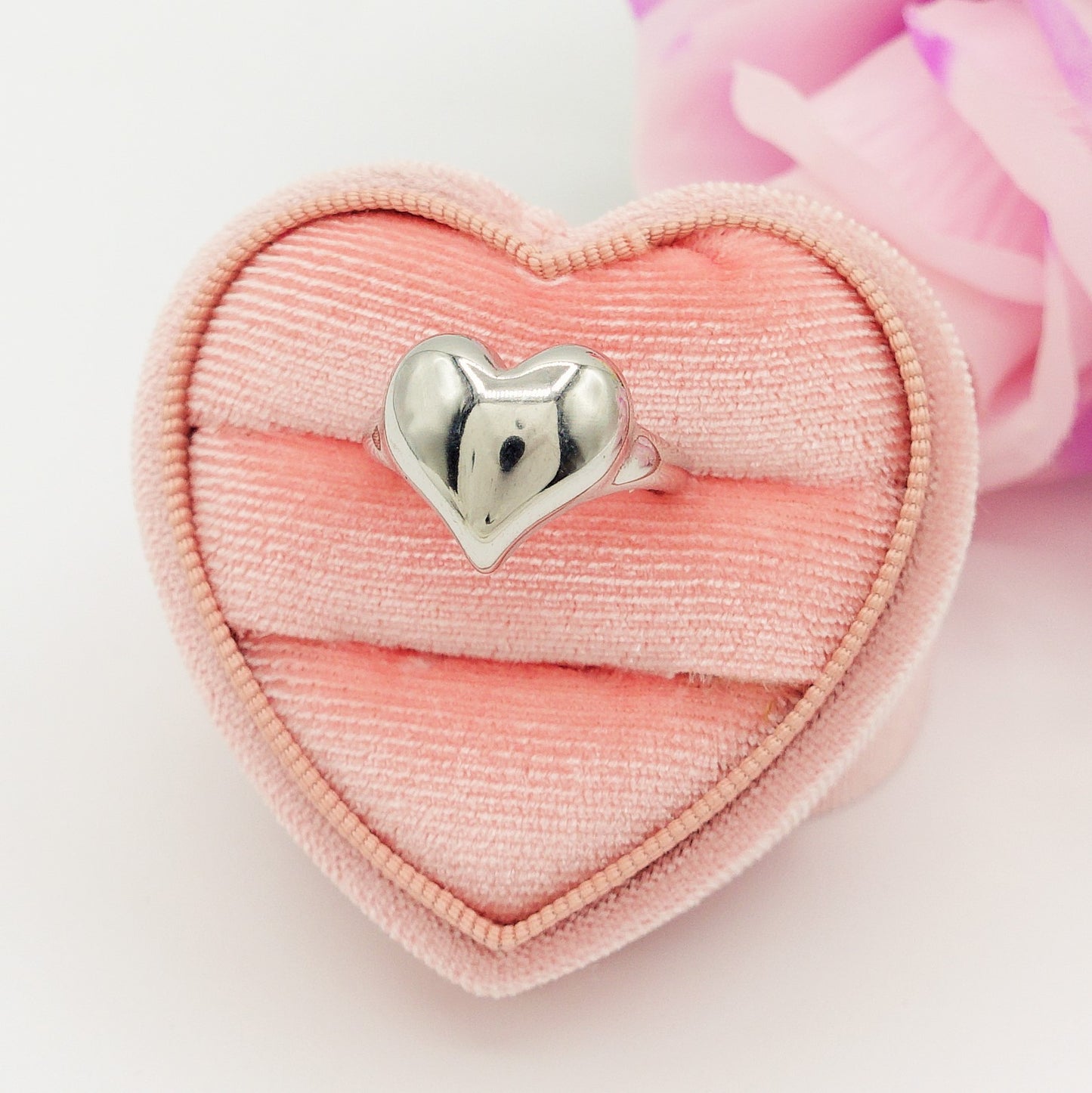LOVE RING ~ Anello cuore bombè regolabile in ACCIAIO INOSSIDABILE