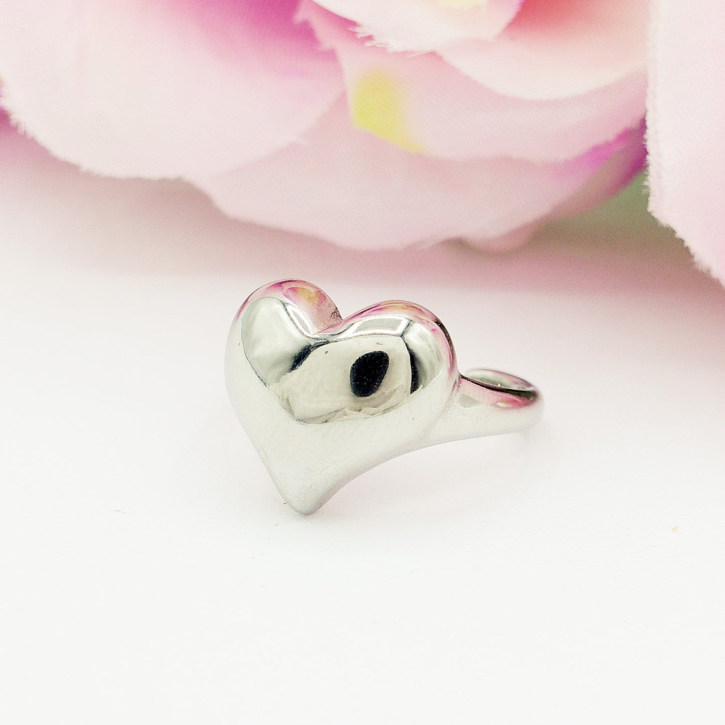 LOVE RING ~ Anello cuore bombè regolabile in ACCIAIO INOSSIDABILE