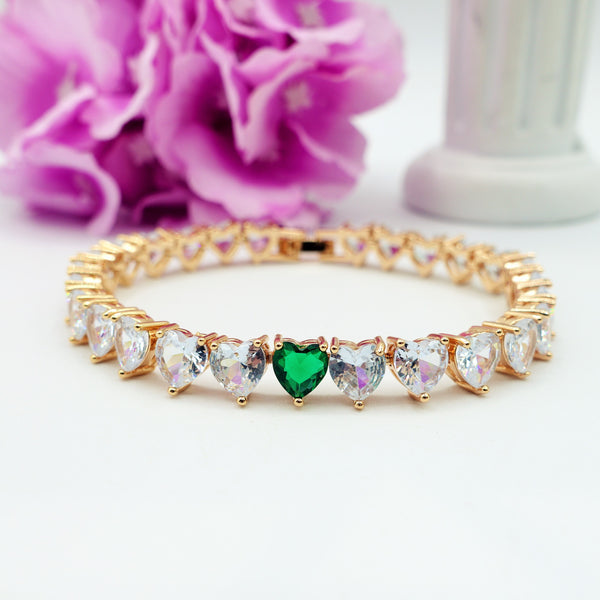 CHERIE - bracciale tennis con cubic zirconia a forma di cuore
