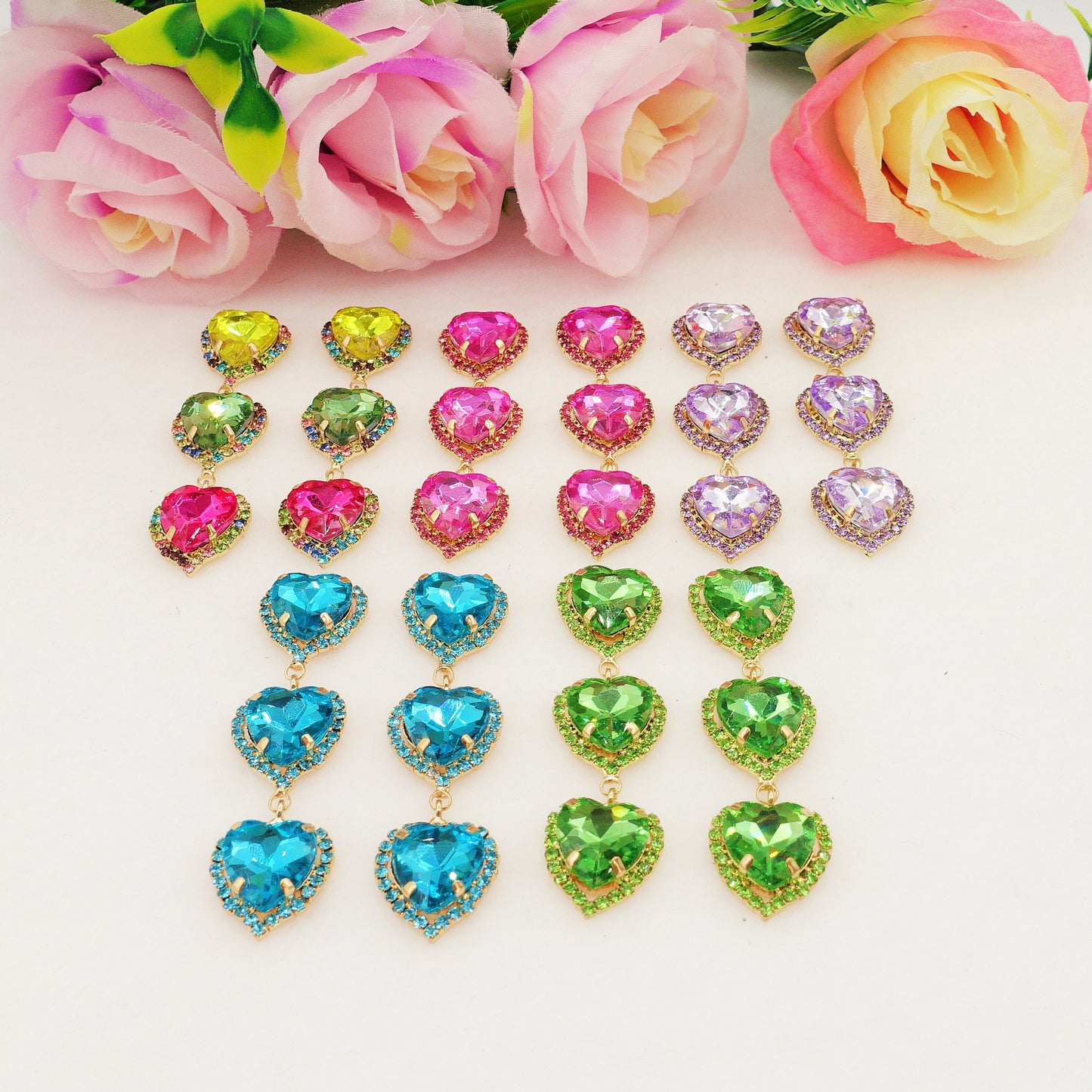 ARIEL HEARTS - Orecchini con pietre sfaccettate