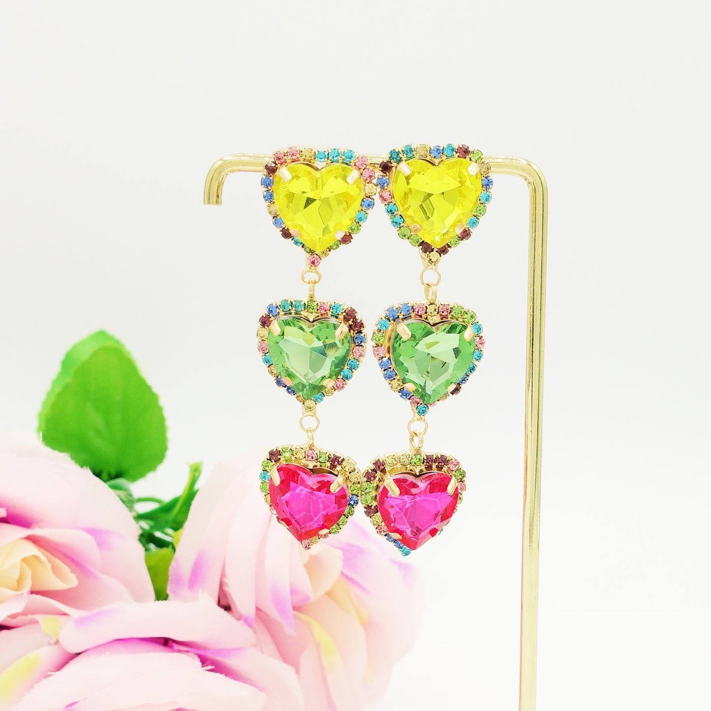 ARIEL HEARTS - Orecchini con pietre sfaccettate