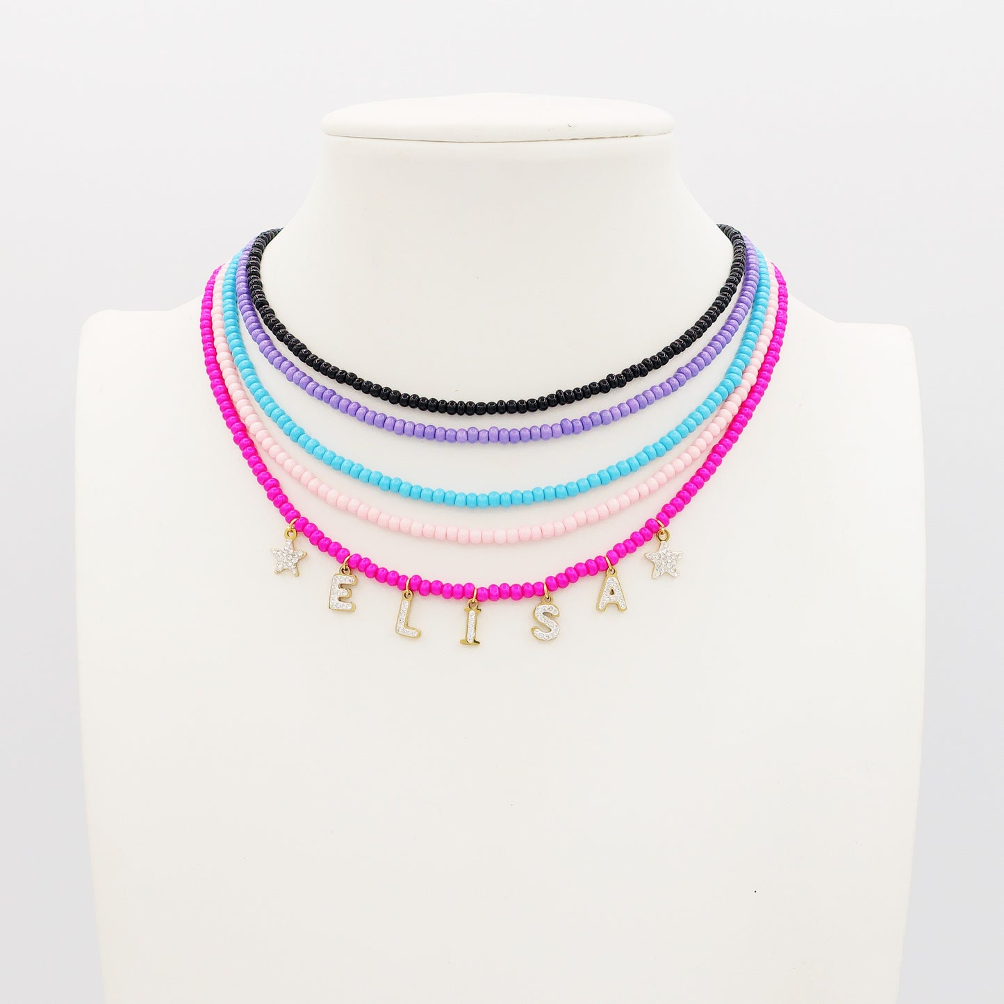 CHOKER Perle Con Nome personalizzabile in Acciaio Inox