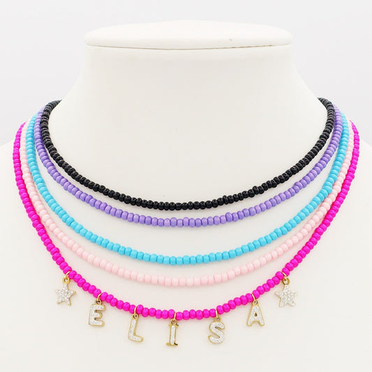 CHOKER Perle colours Con Nome personalizzato in Acciaio Inox