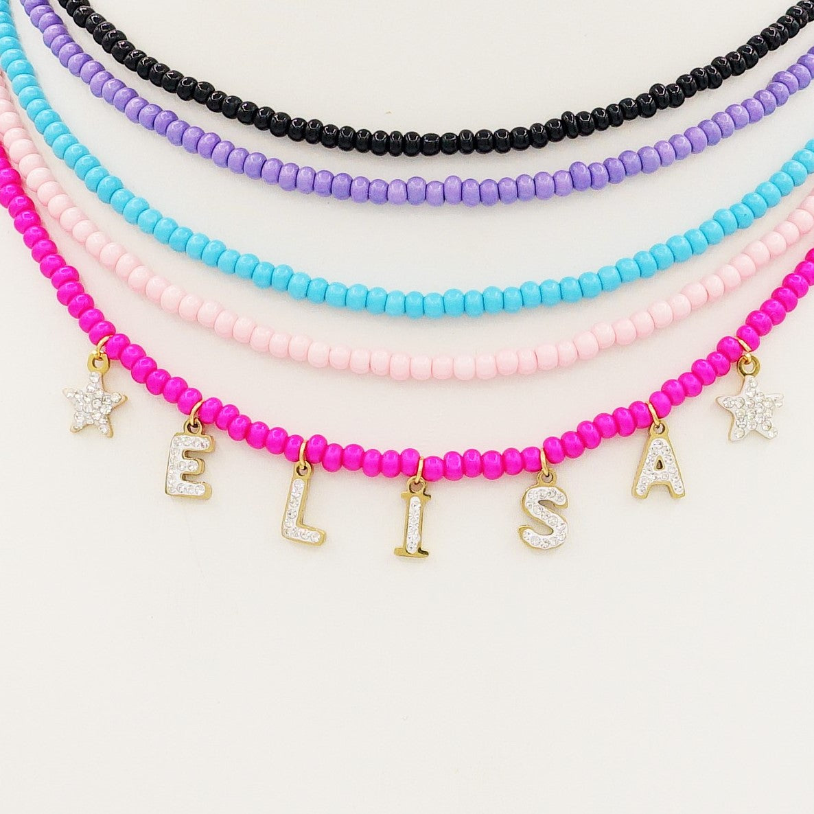 CHOKER Perle Con Nome personalizzabile in Acciaio Inox