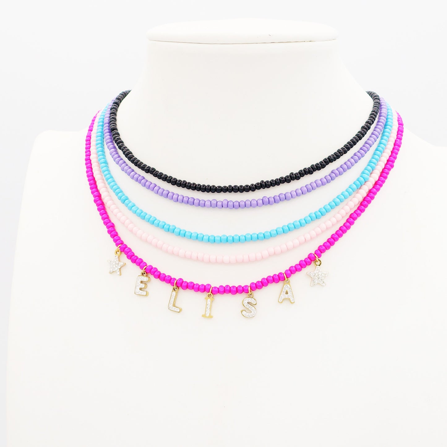 CHOKER Perle Con Nome personalizzabile in Acciaio Inox