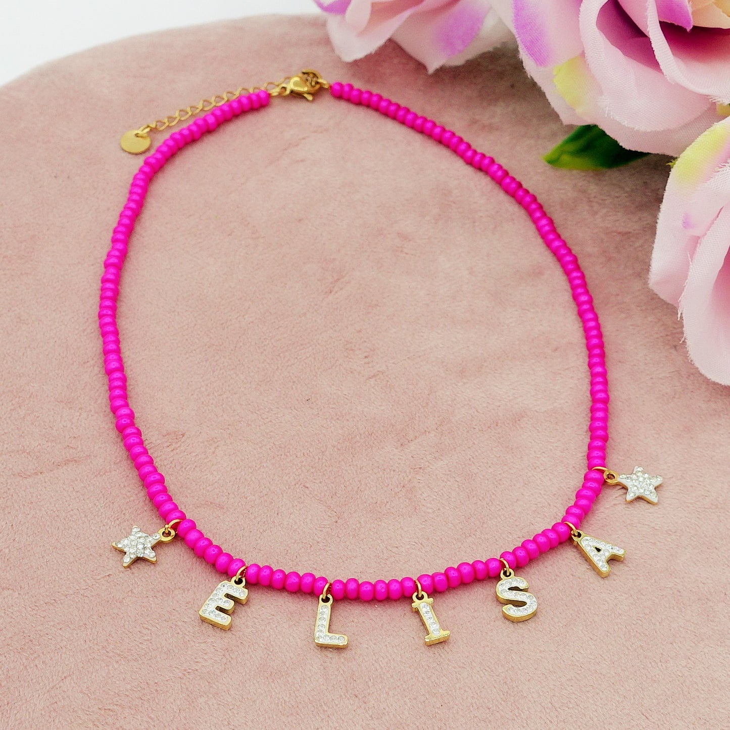 CHOKER Perle Con Nome personalizzabile in Acciaio Inox