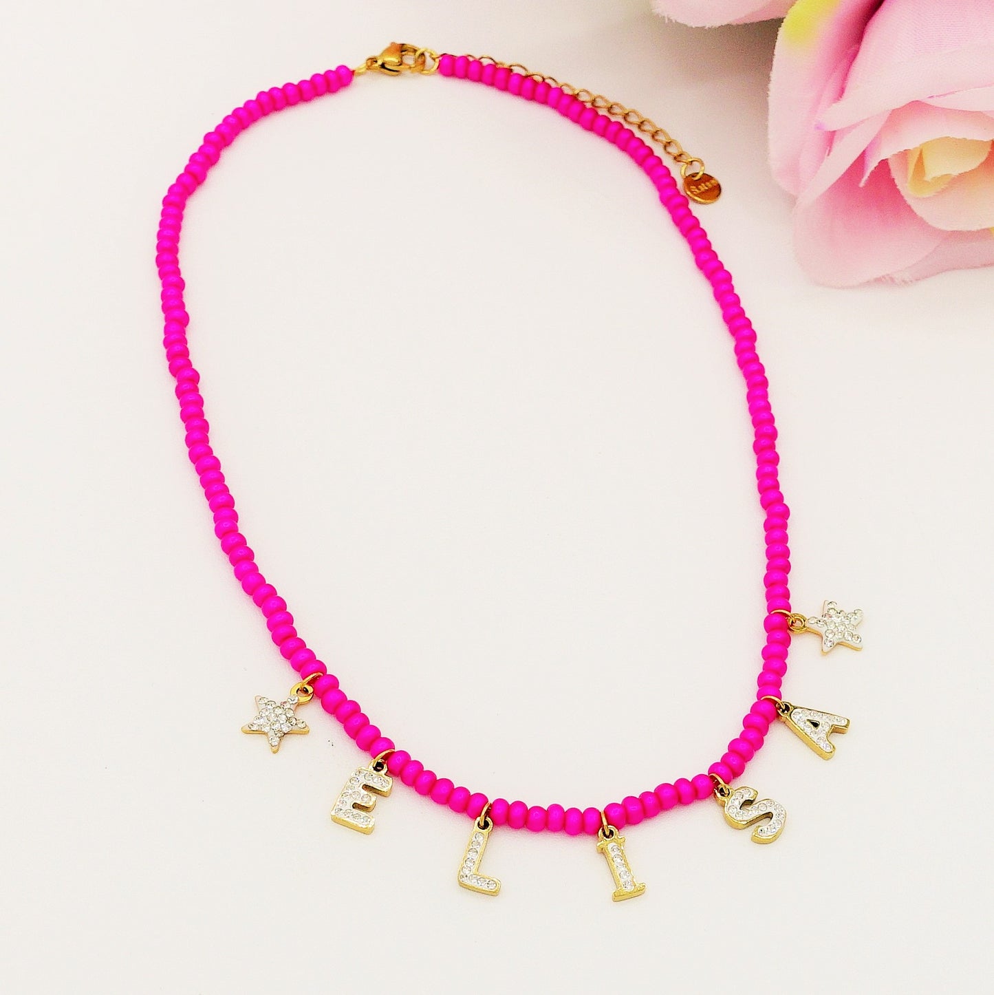 CHOKER Perle Con Nome personalizzabile in Acciaio Inox