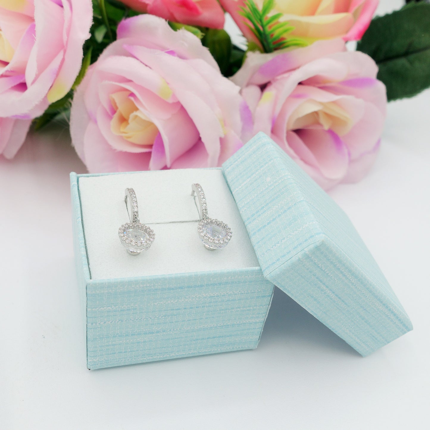 DELILAH ~ Orecchini mini cerchio con pendente in Cubic Zirconia rotondo