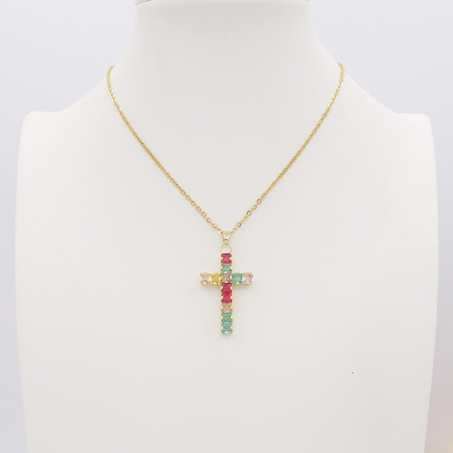 ANNETTE - ACCIAIO INOSSIDABILE- Collana con pendente croce in cubic zirconia