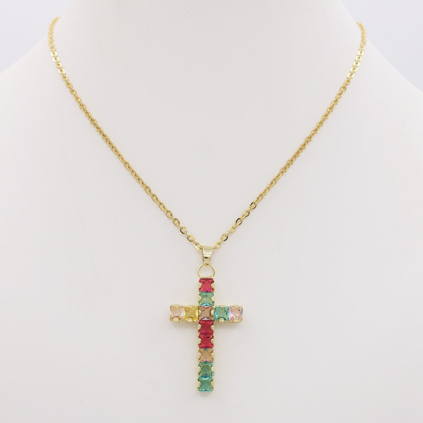 ANNETTE - ACCIAIO INOSSIDABILE- Collana con pendente croce in cubic zirconia
