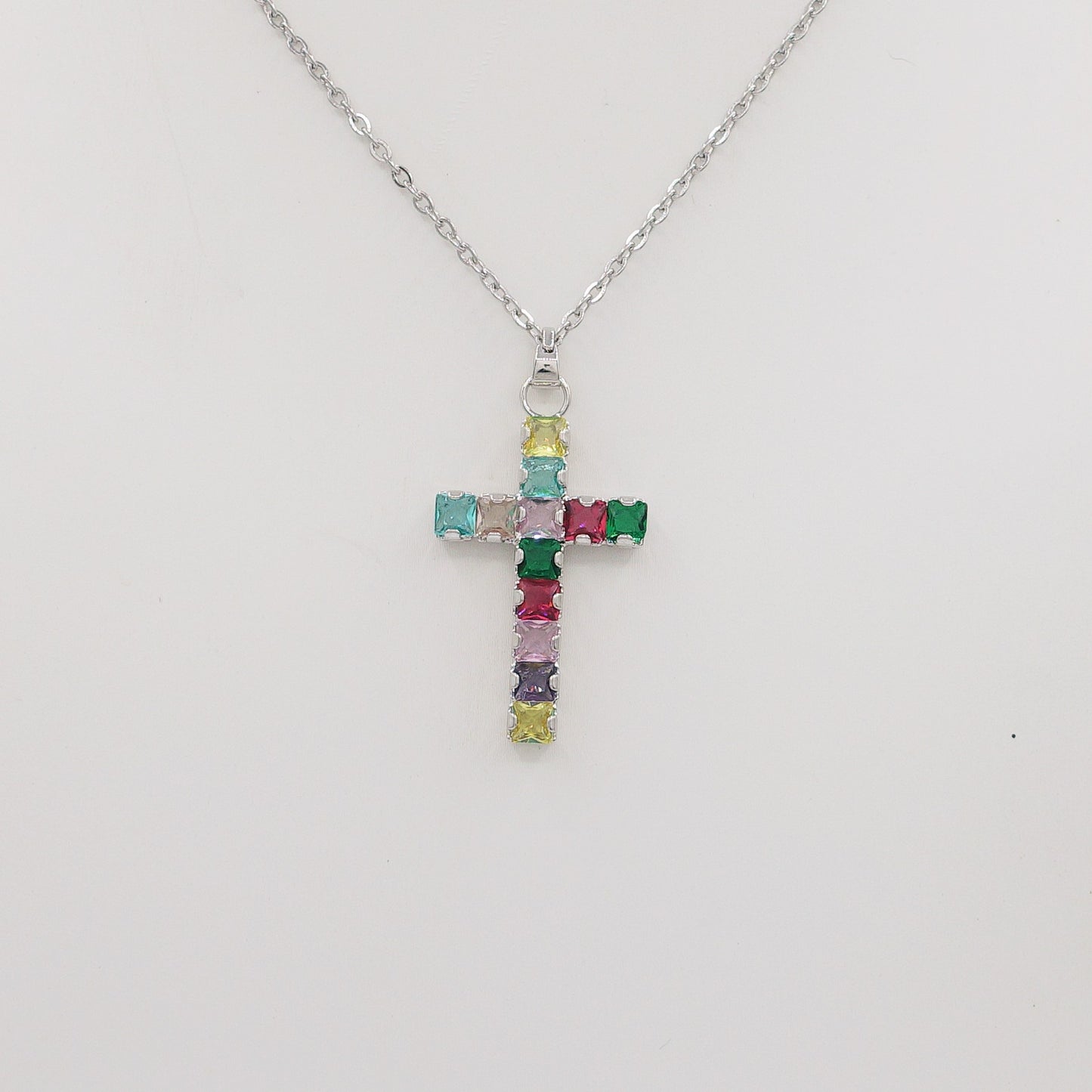 ANNETTE - ACCIAIO INOSSIDABILE- Collana con pendente croce in cubic zirconia