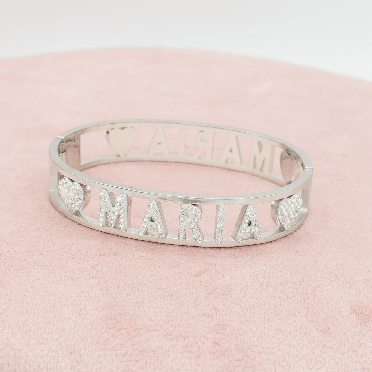"IL MIO NOME"-BRACCIALE A MANETTA IN ACCIAIO INOSSIDABILE E ZIRCONI