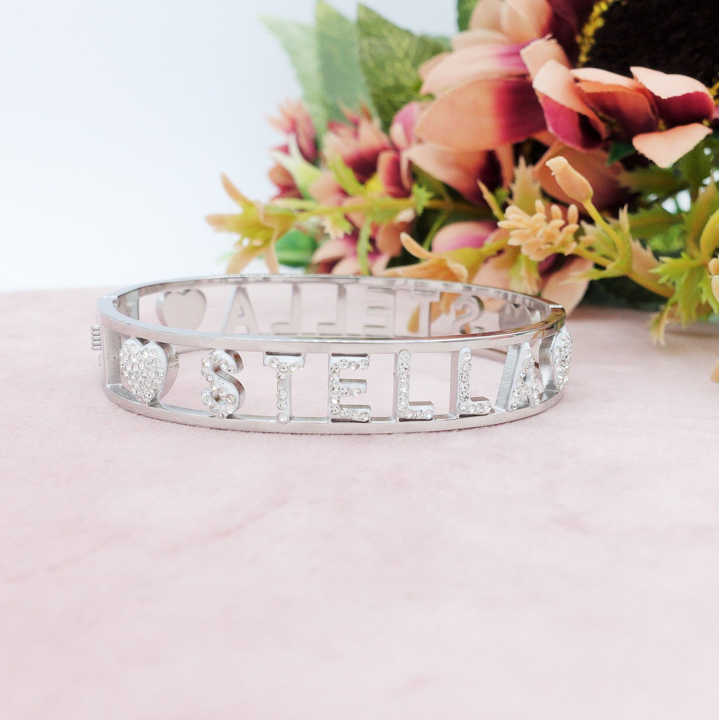 "IL MIO NOME"-BRACCIALE A MANETTA IN ACCIAIO INOSSIDABILE E ZIRCONI