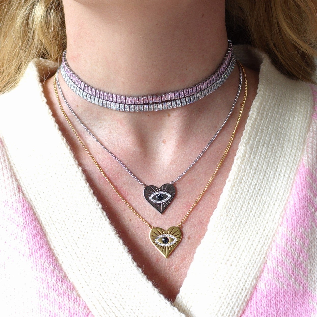 JULIANNE SET -acciaio inossidabile- set choker e bracciale tennis in cubic zirconia
