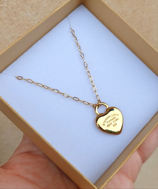 JULIE LOVE ~ ACCIAIO INOSSIDABILE - Collana ciondolo cuore + incisione Love