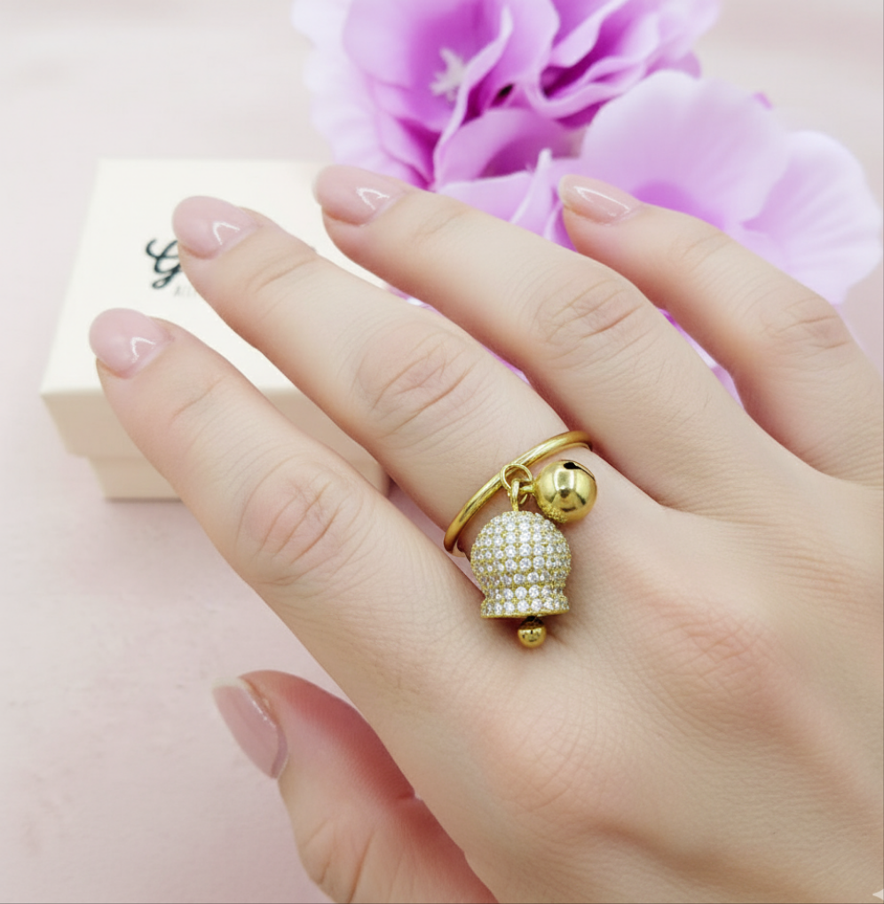 TINKERBELL SHINE ~ Anello campanella zirconata in ACCIAIO inossidabile con cubic zirconia