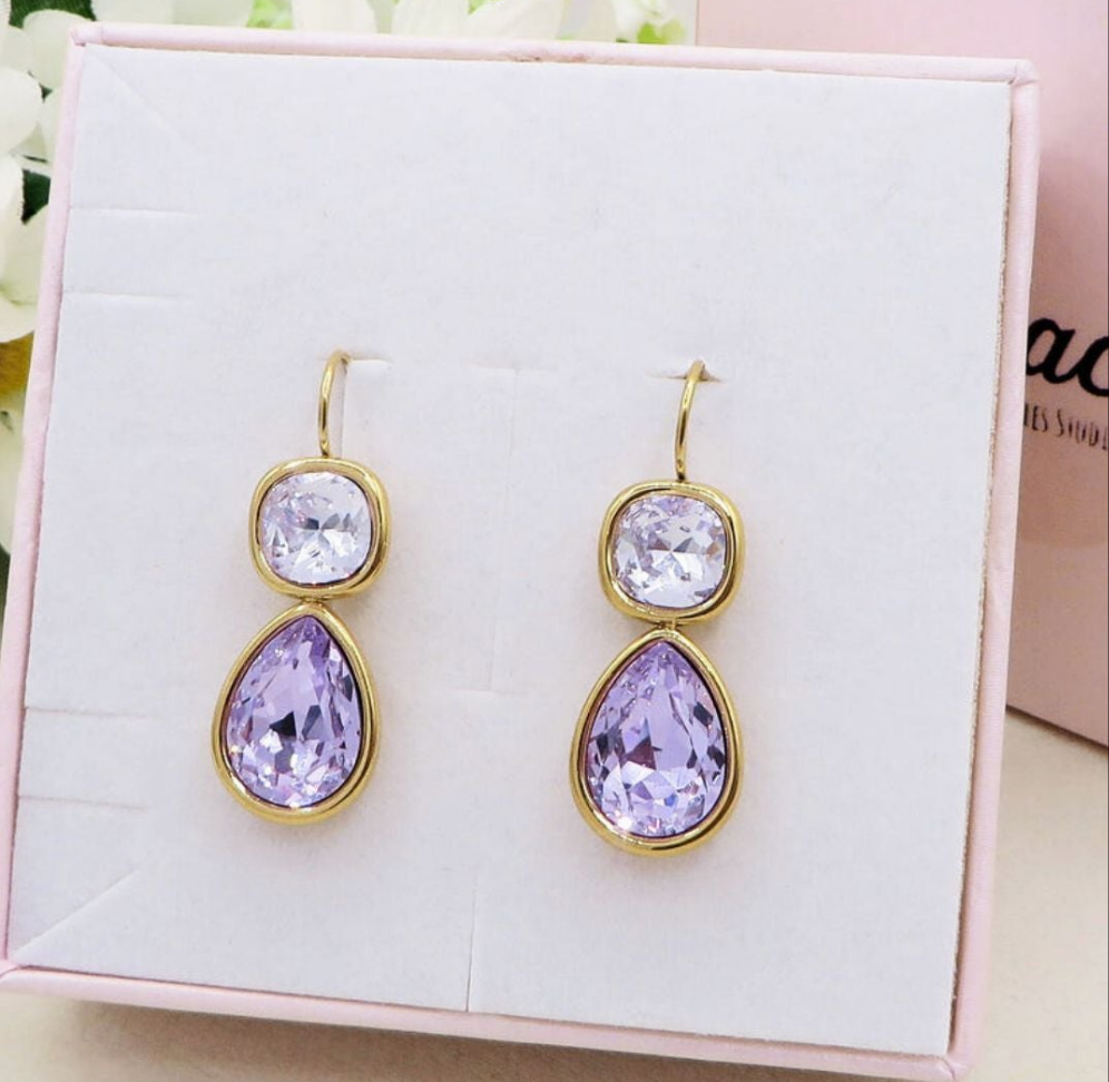 ALINA - ACCIAIO INOSSIDABILE - Paia orecchini monachella con cubic zirconia a goccia