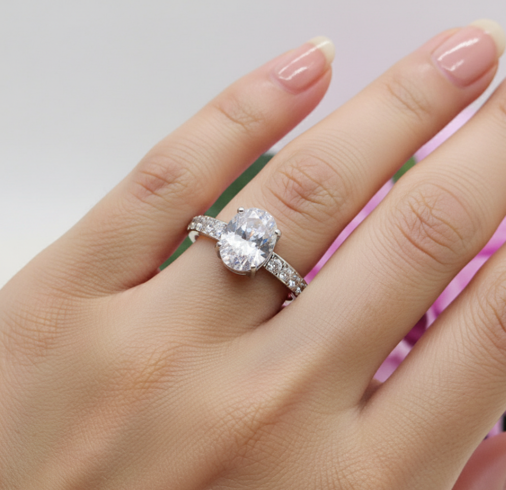 MERCURY ~ Anello con maxi goccia in ACCIAIO INOSSIDABILE con Cubic ZIRCONIA