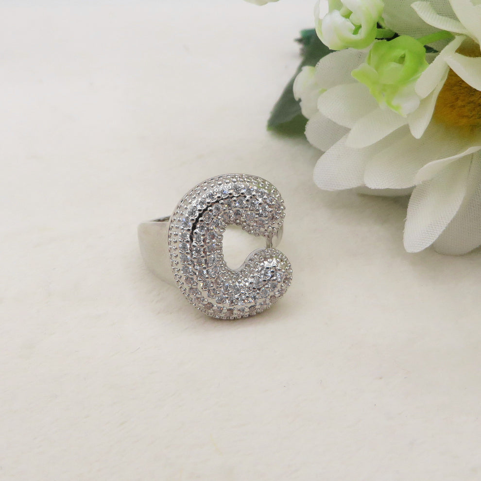 Anello iniziale BUBBLE ~ Anello regolabile zirconato in cubic zirconia
