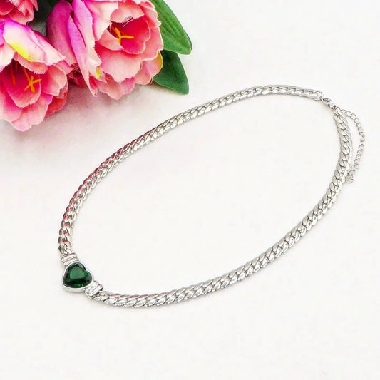 NOVA COLOURS ~ ACCIAIO INOSSIDABILE - Collana groumette con cuore