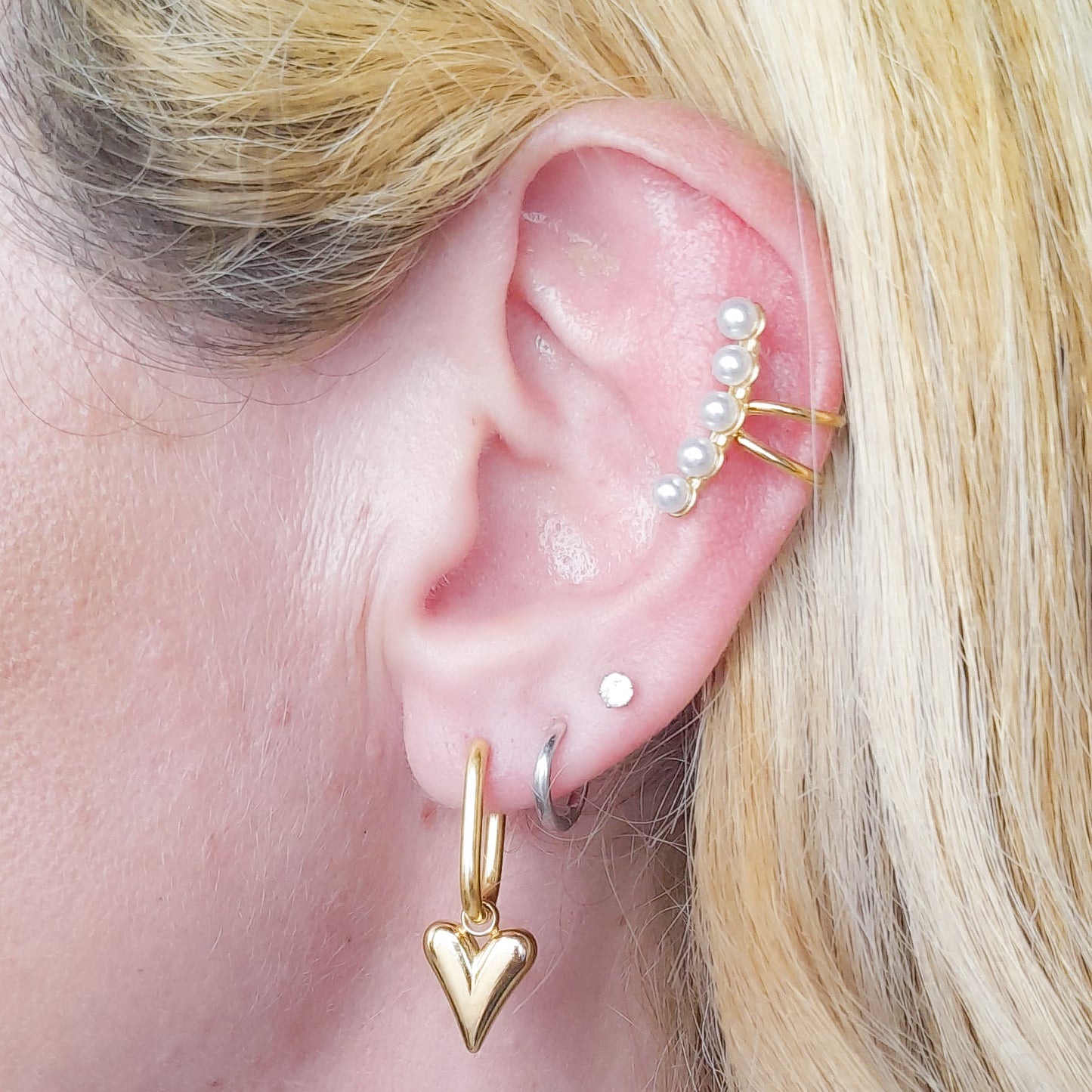 PEARLS EARCUFF ~ ACCIAIO Inossidabile orecchino Senza buco con perle