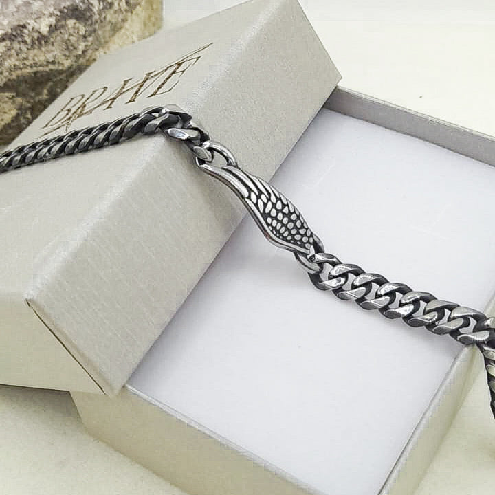WING Bracciale uomo catena groumette con ala ACCIAIO INOSSIDABILE