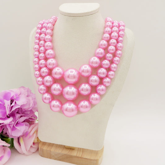 TRIPLE MAXI PEARLS - Collana tripla perle - 5 VARIANTI COLORE