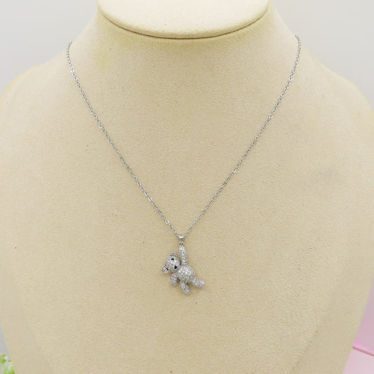 THEA CRYSTAL - ACCIAIO INOSSIDABILE- collana con pendente orsetto in cubic zirconia