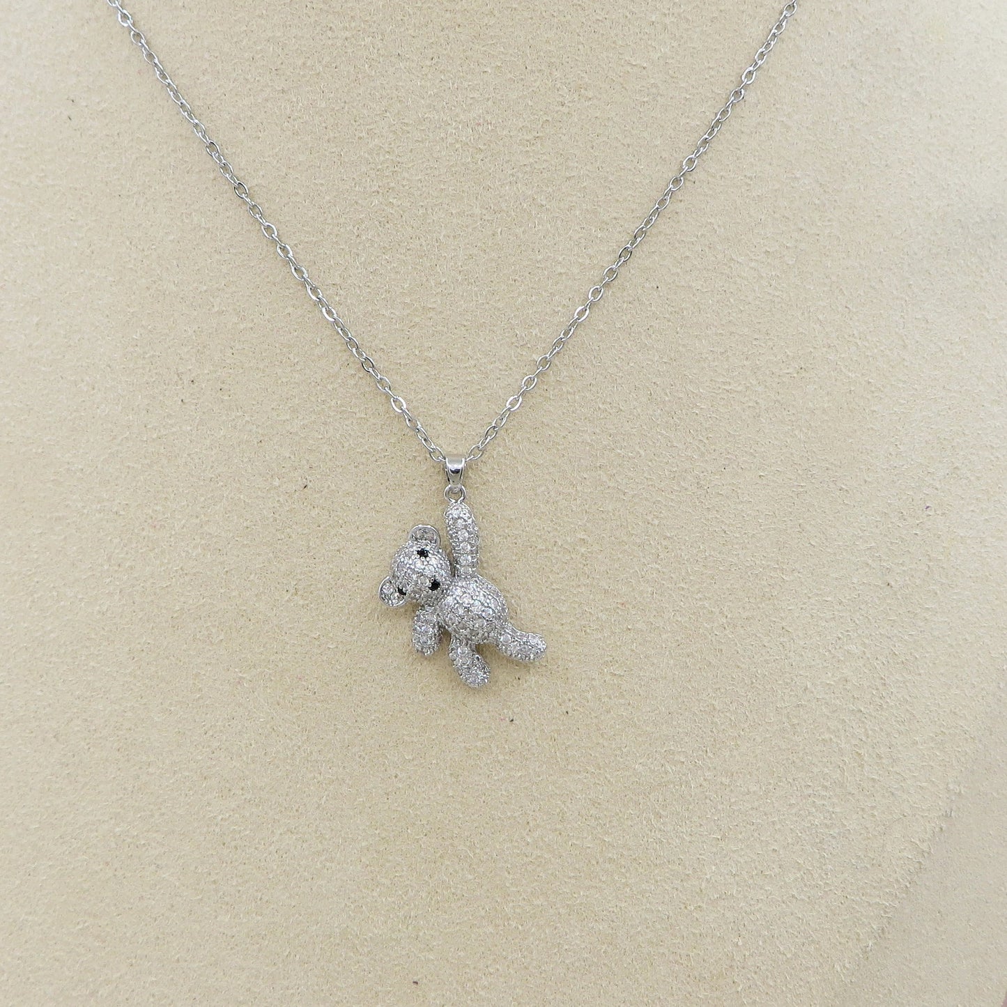 THEA CRYSTAL - ACCIAIO INOSSIDABILE- collana con pendente orsetto in cubic zirconia
