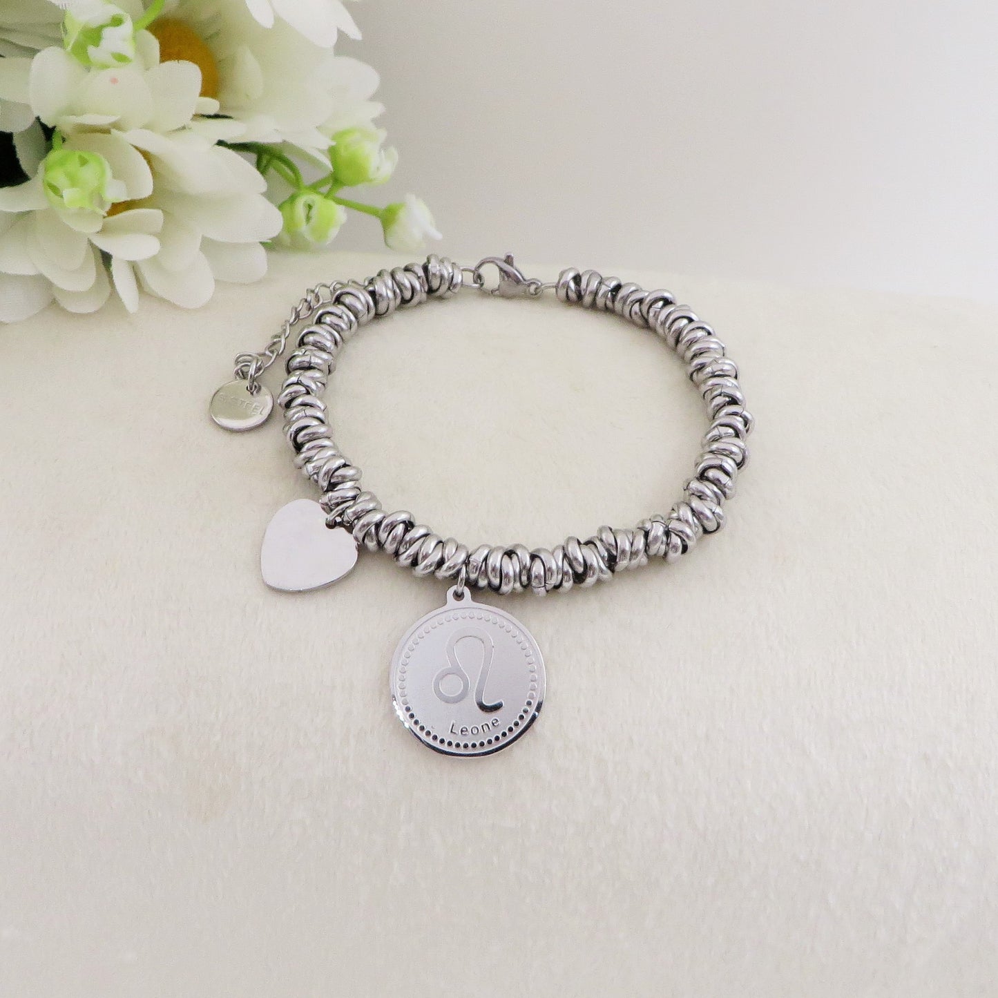 NODINI ZODIAC ~ Bracciale in ACCIAIO INOSSIDABILE con segno zodiaco e cuore