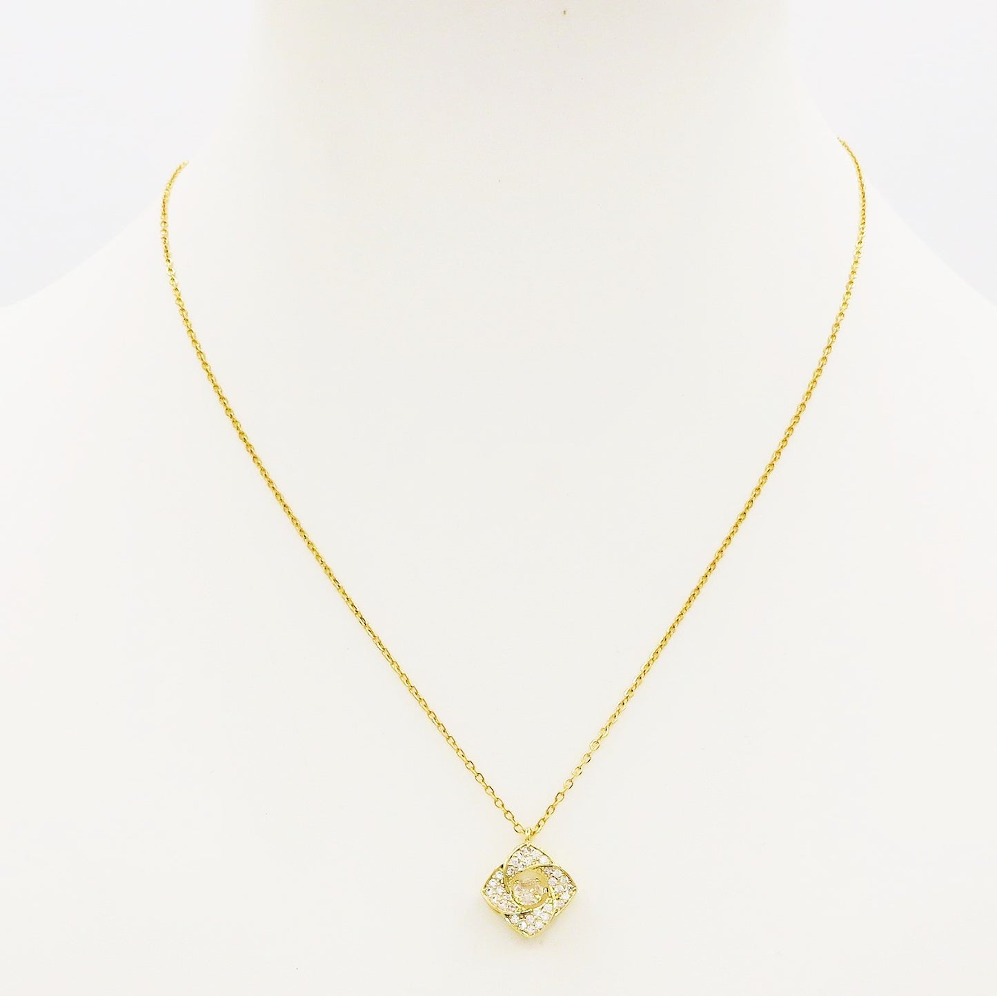 FLEUR - ACCIAIO INOSSIDABILE- Collana con pendente fiore in cubic zirconia