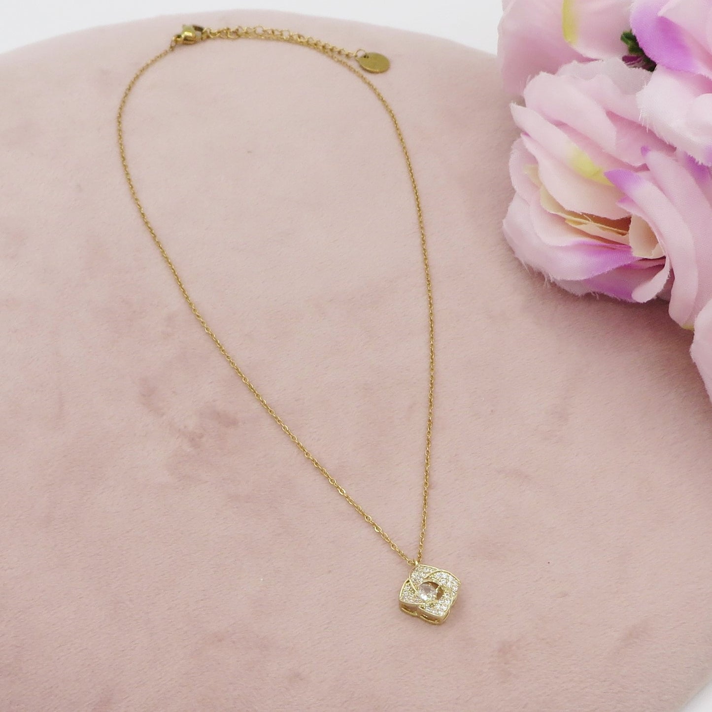 FLEUR - ACCIAIO INOSSIDABILE- Collana con pendente fiore in cubic zirconia