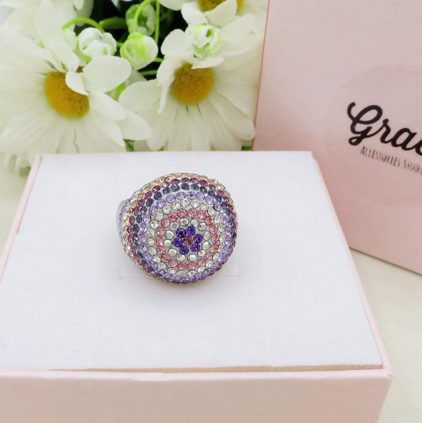 LIZA - Cocktail ring regolabile con cubic zirconia