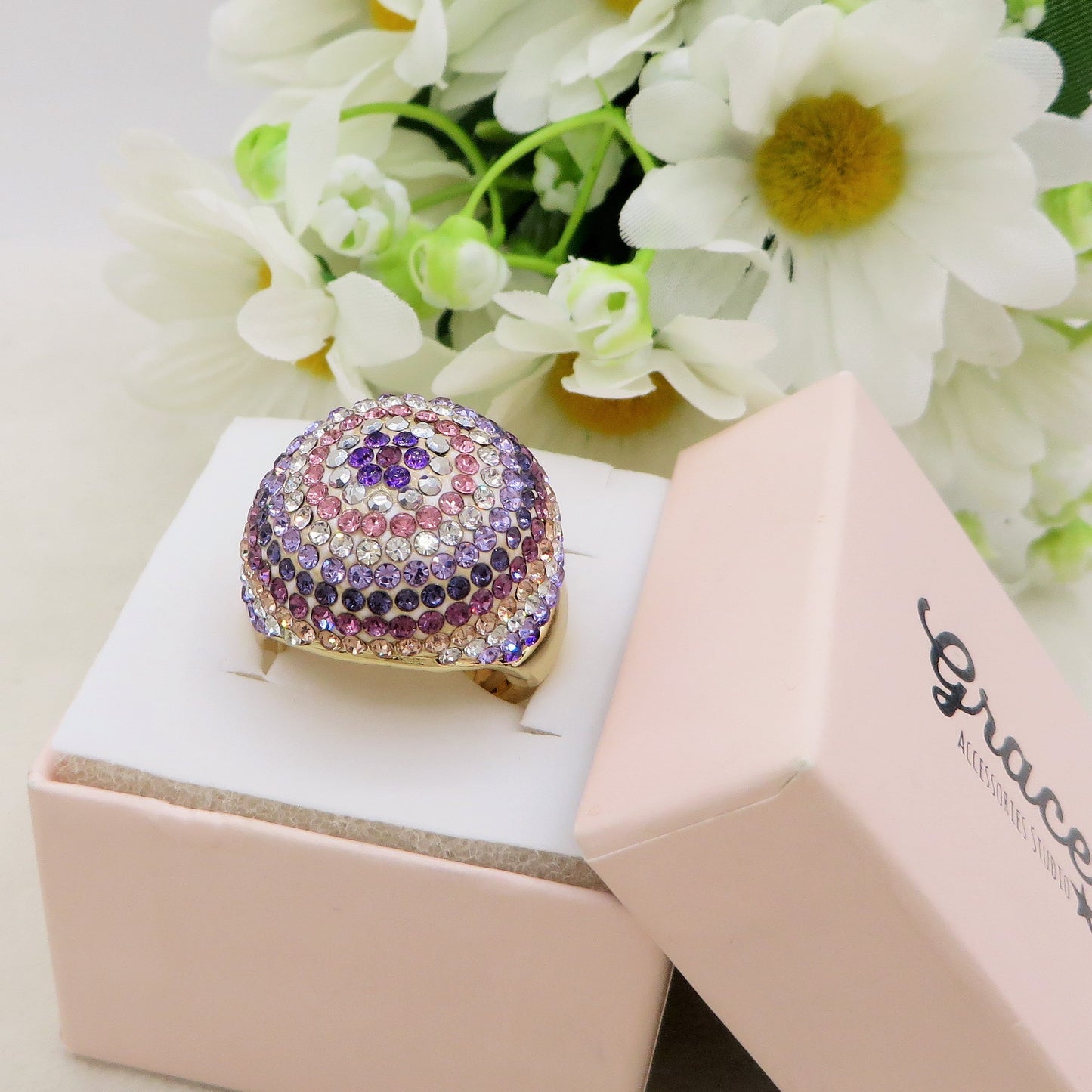 LIZA - Cocktail ring regolabile con cubic zirconia